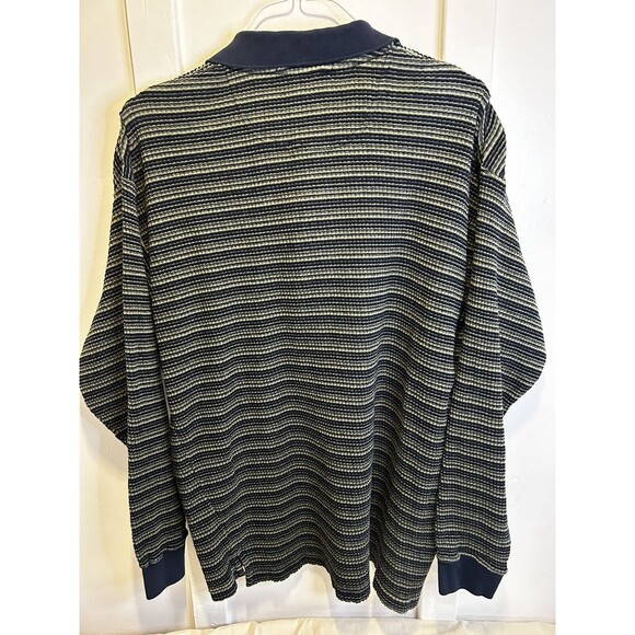 vintage 1980s Express 1/4 zip ribbed 100% cotton striped shirt mens Large soft! - Picture 2 of 6